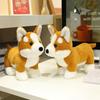 Плюшевая игрушка корги стоячая 28 см, набитая кукла для рук, мультяшная, милая, подушка, декор для дома, подарок на день рождения для детей