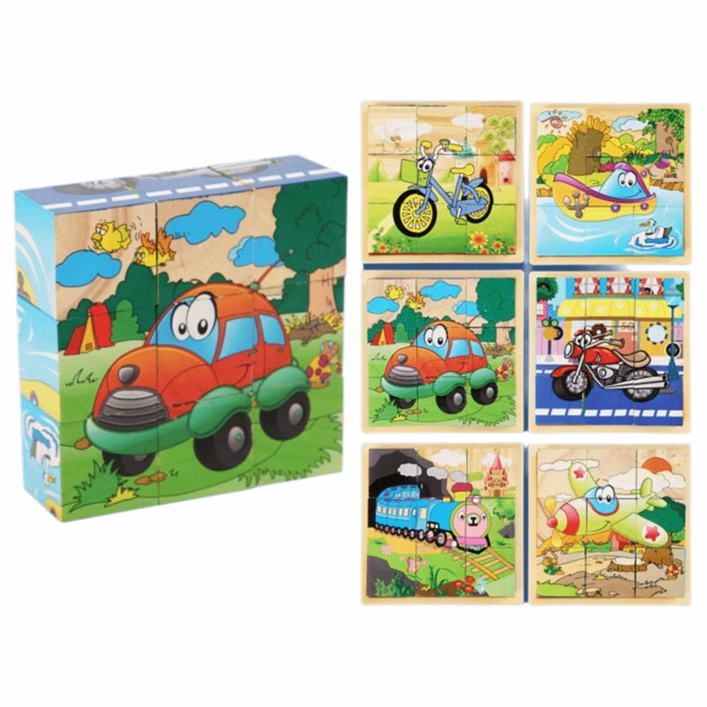 Educational Jigsaw 3D Cube Puzzle Dinosaur Montessori Wooden Puzzle Bricked Up STEM Learning Magnetic Puzzle Table Game