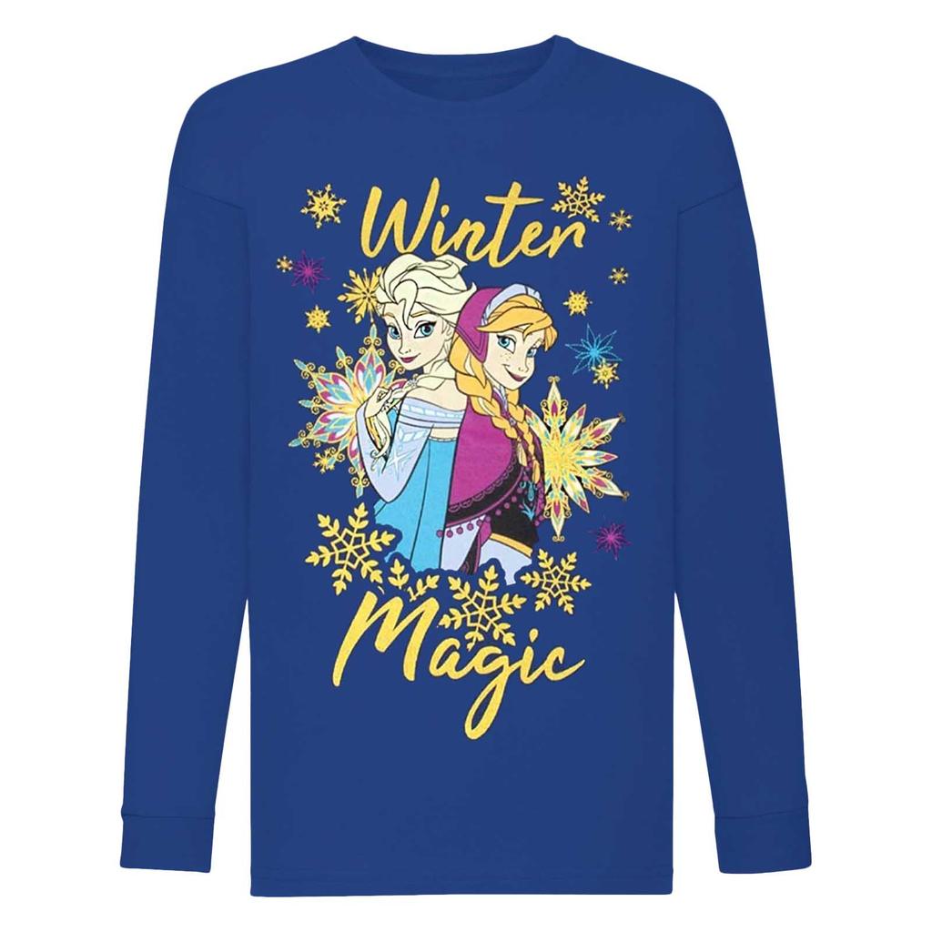 Frozen Girls Winter Magic Anna And Elsa Glitter Long-Sleeved T-Shirt
