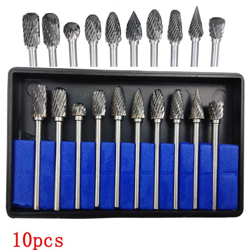 3mm Shank Drawing Tungsten Carbide Milling Cutter Rotary Tool Burr Double Diamond Cut Rotary Dremel Metal Wood Electric Grinding