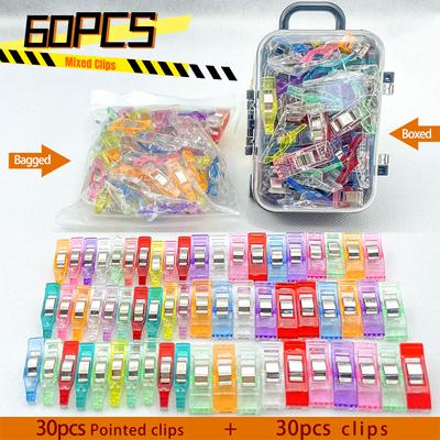 60 шт. разноцветные зажимы с острым носком, офисный зажим, зажим для хранения, зажим для шитья, зажим для одеяла (Сумка/Коробка)