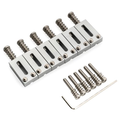 Musiclily Ultra 10,5 мм Латунные бриджевые сёдла для электрогитар ST Strat/TL Telecaster, Хром (Набор из 6)