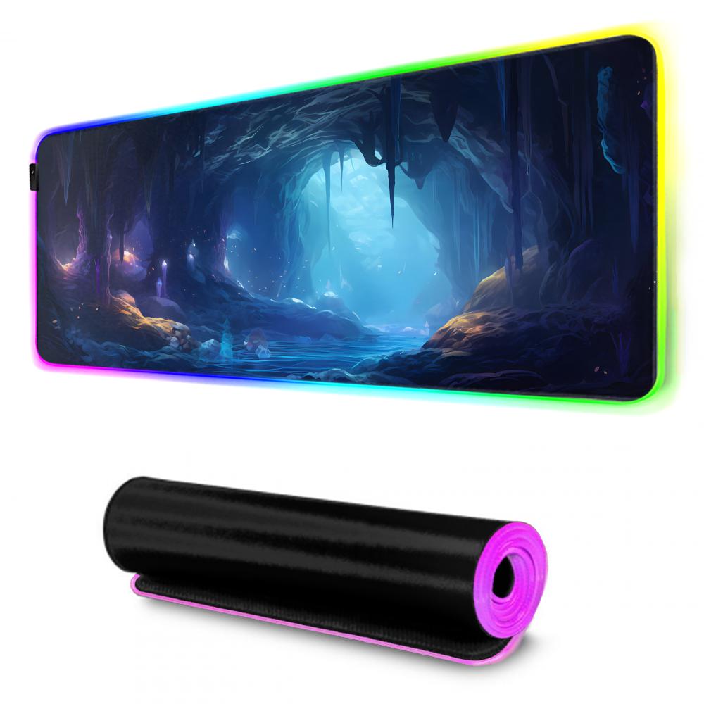 Фэнтезийная Пещера Коврик для Мыши RGB Игровой Коврик для Мыши Большой LED Коврик Настольный Коврик для ПК Светящийся Коврик для Мыши Большие Коврики для Клавиатуры Настольный Ковер с Подсветкой
