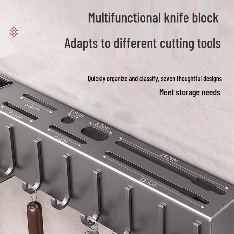Punch-Free Stainless Steel Kitchen Knife Holder with Utensil Caddies
