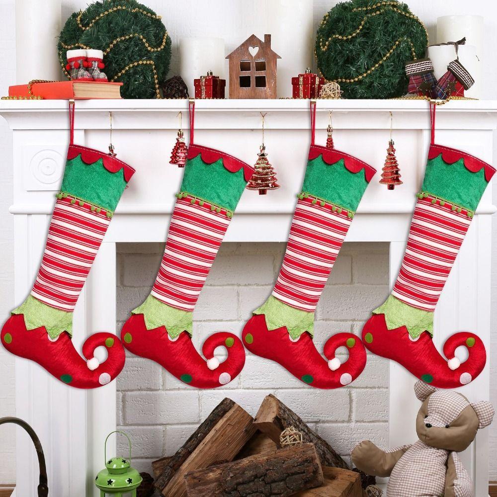 Decorative Elf Style Candy Bag Hanging Elf Christmas Stockings New Year
