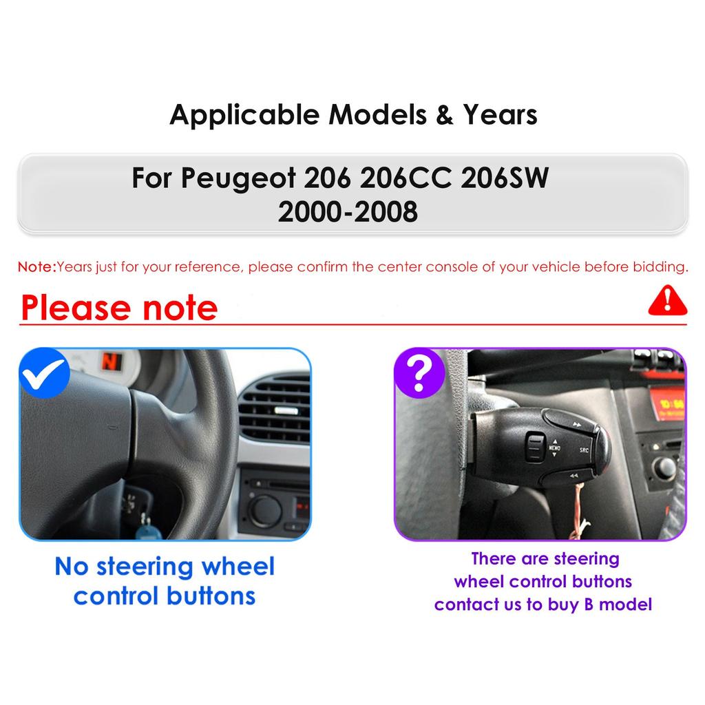OSSURET Snapdragon 6115 Автомагнитола Autoradio для PEUGEOT 206 206SW 206CC 2001 - 2008 Carplay Android Auto Мультимедиа GPS 360 Камера Стерео