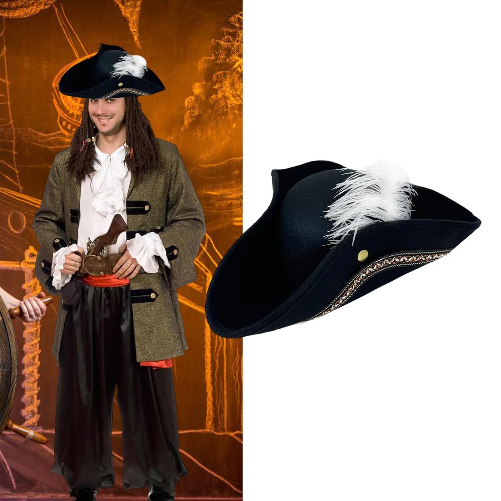 Fancywork Feather Pirate Caps for Halloween Parties and Pretend Adventures Perfect for Halloween Dress Up & Play