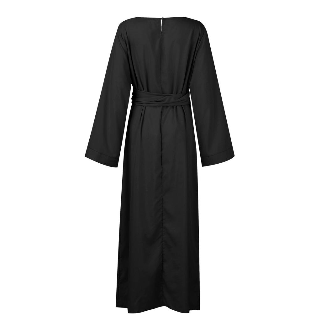 Твердый мягкий свободный халат, дышащий для женщин, длинное среднее платье с длинным рукавом, мусульманский халат