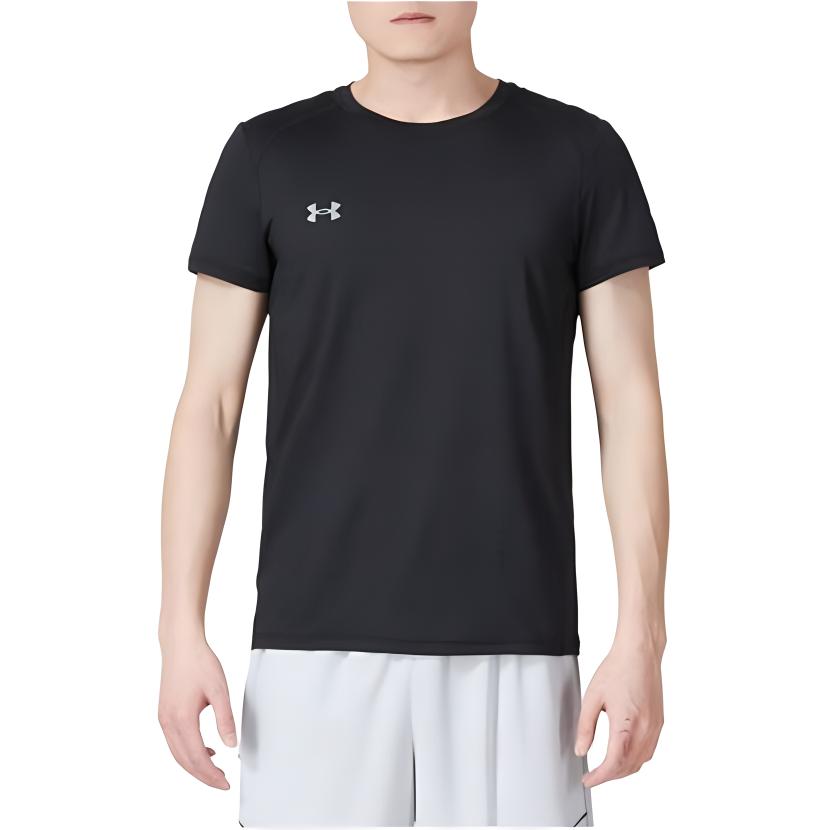 Under Armour Сплошной цвет для бега, повседневная дышащая футболка с круглым вырезом и коротким рукавом, мужские топы, черные 23500506-001