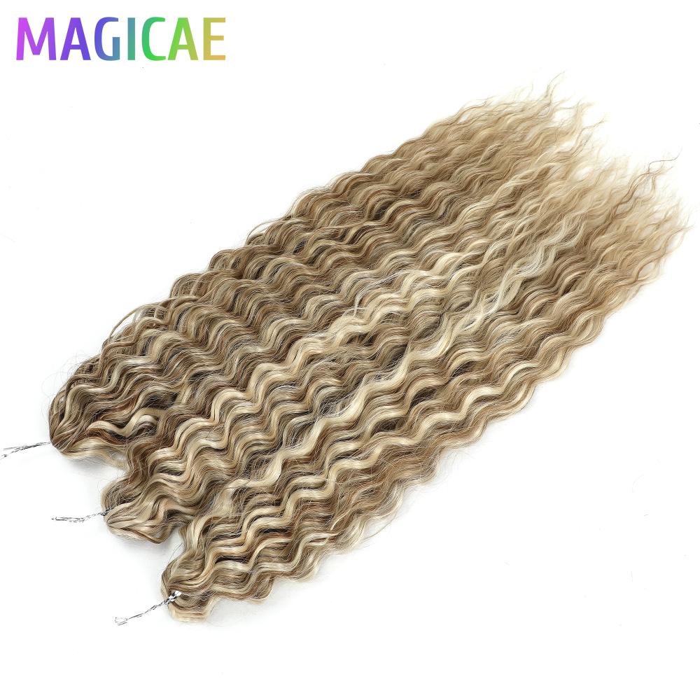 3Pcs 300Grams 22Inches Braids Crochet Orange Ariel Deep Water Wave Bio Synthetic Hair Piano Blond Brown 6# Black 1# Bundles