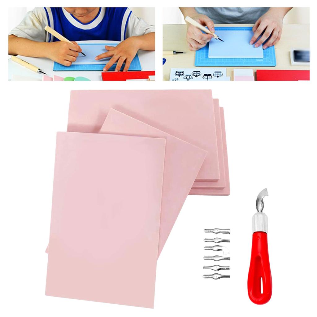 Rubber Carving Block, with Cutter Tools Engraving Block for Professionals Printmaking Craft Projects Stamp Making Scrapbooking