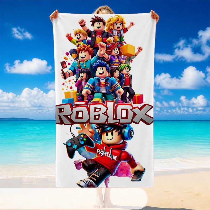 Быстросохнущее пляжное полотенце с узором Roblox, Легкое впитывающее полотенце для бассейна, пляжа, отпуска