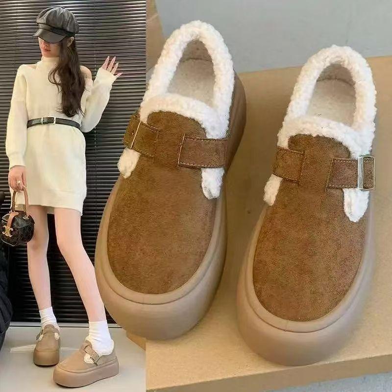Winter Velvet Non-slip Thickened Warm Cotton Shoes New Snow Short Boots Versatile Outdoor Women's Cotton Shoes
