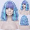 Косплей Короткие синтетические длинные волнистые вьющиеся женские зеленые фиолетовые розовые волосы термостойкий парик с челкой для повседневной вечеринки