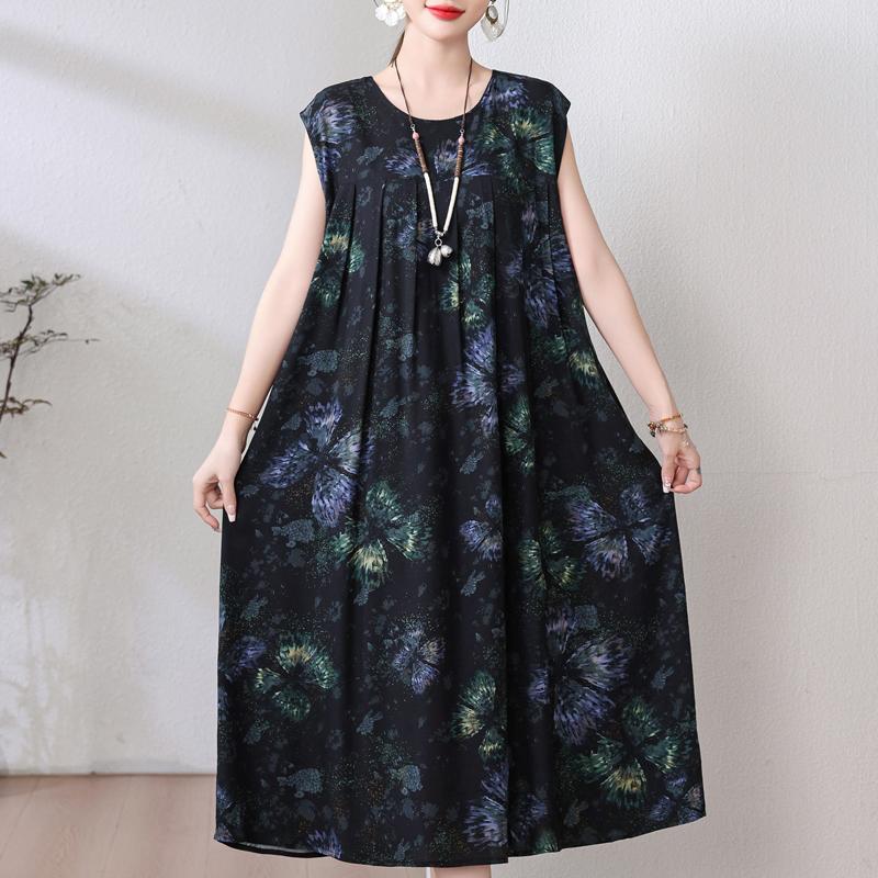 Летнее винтажное платье больших размеров, женские свободные повседневные элегантные длинные платья без рукавов большого размера