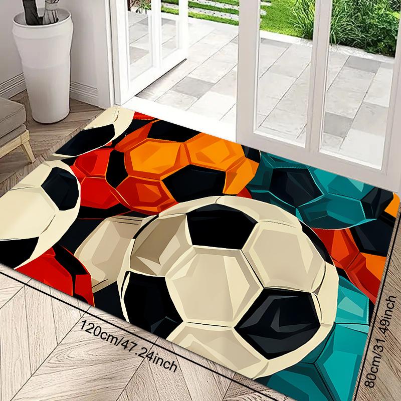 Vibrant Football-Themed Decorative Area Rug, Durable Non-Slip Floor Mat for Entryway, Kitchen and Sports-Inspired Decor