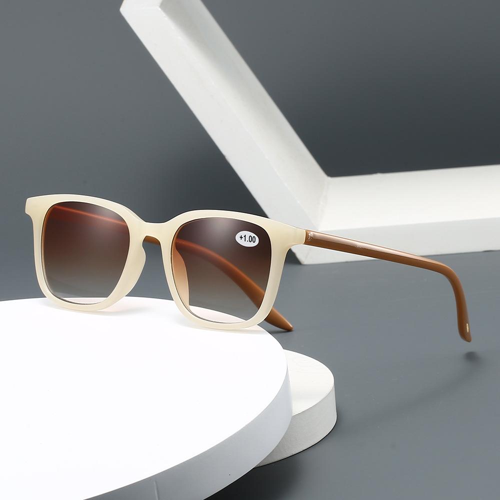 High Quality Large Framed Square Tea Colored Reading Sunglasses Women'S Men'S Lightweight Comfortable Eyeglasses 0 To +4.0