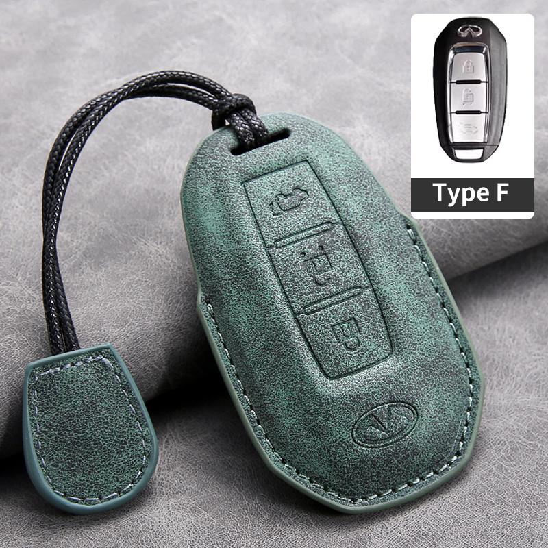 Leather Car Key Cover Case for Infiniti Q50L QX50 QX60 QX55 Q70 Q70L Q30 QX30 QX70 ESQ XQ80 XQ60 Q60S Car Key Rope Keyring
