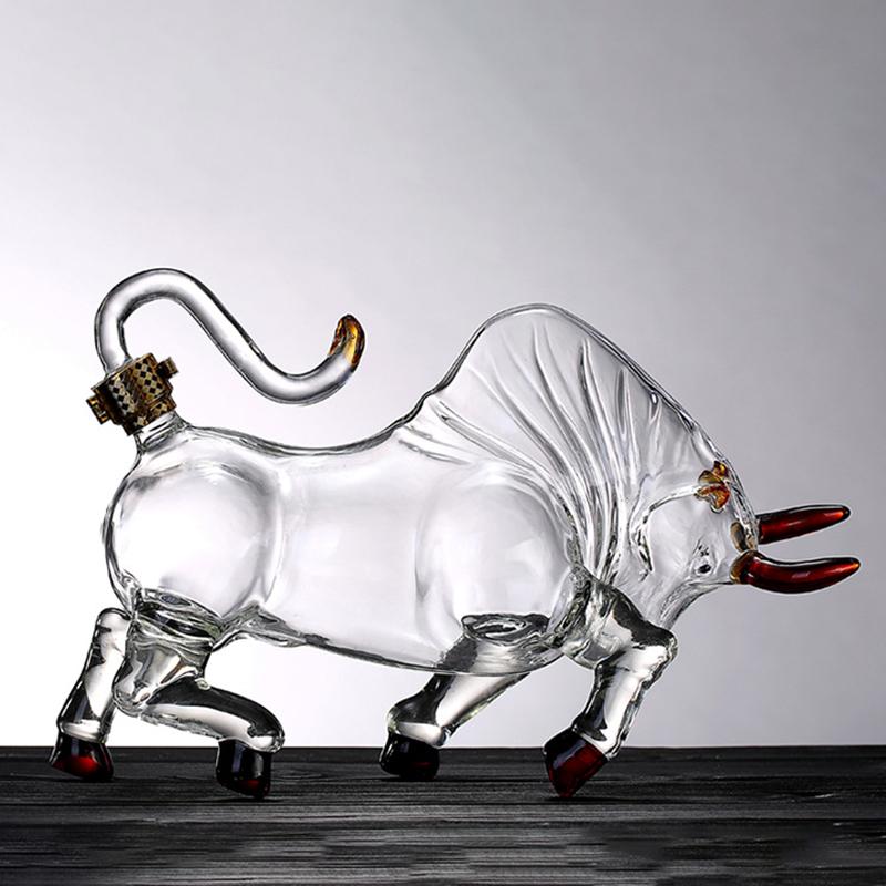 1000 мл Стекло для скота Бутылка для вина Фруктовый сок Виски Боросиликатное Животное Искусство и ремесла Орнамент Украшение для бара Подарок