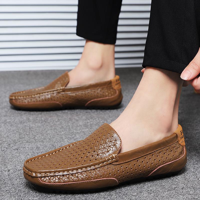 Мужские мокасины, лоферы, обувь для вождения, удобная повседневная обувь на плоской подошве без шнуровки, летняя уличная обувь больших размеров