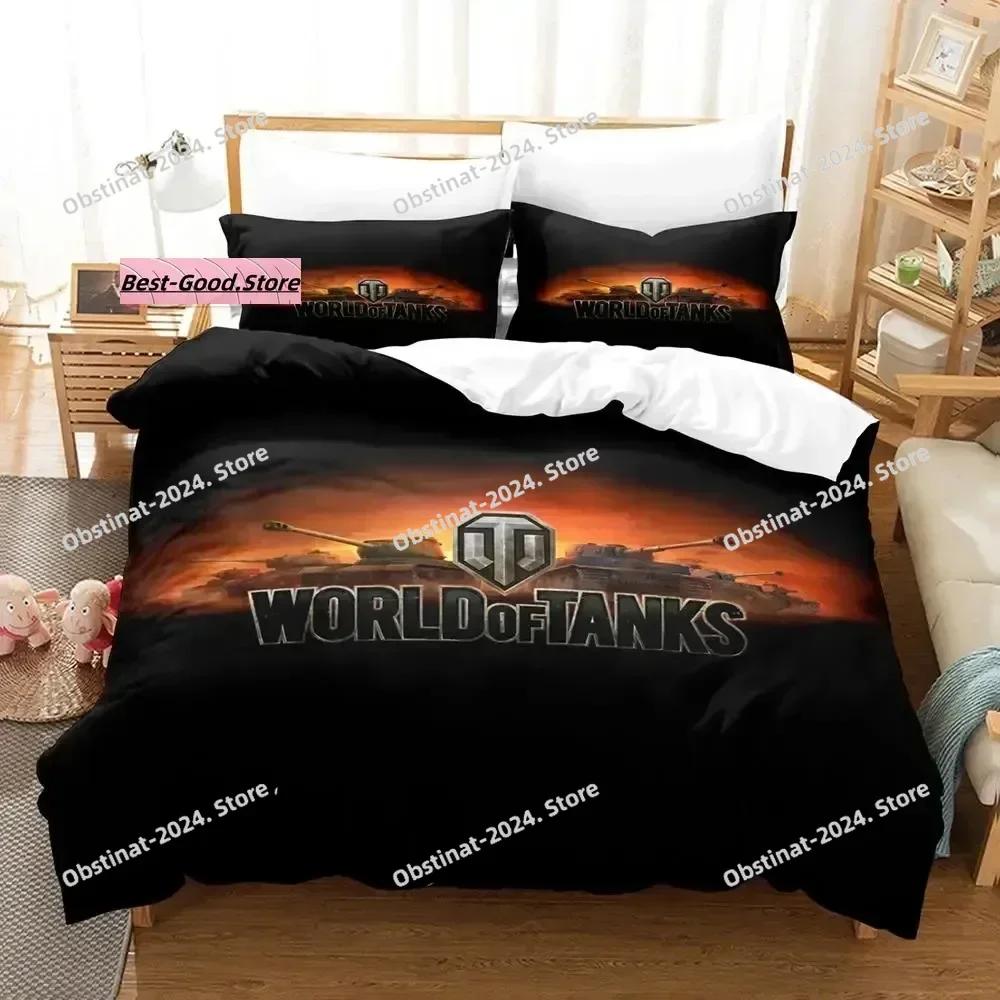 Постельное белье World of Tanks Односпальное Двуспальное Набор постельного белья с наволочкой Пододеяльник Мягкий Односпальный Двуспальный Queen Super King