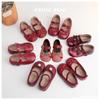 XSHX "Красные туфельки" Красные туфли принцессы для девочек Гала Мори Повседневные Мэри Джейн Пайетки [Обувь Вэньчжоу]
