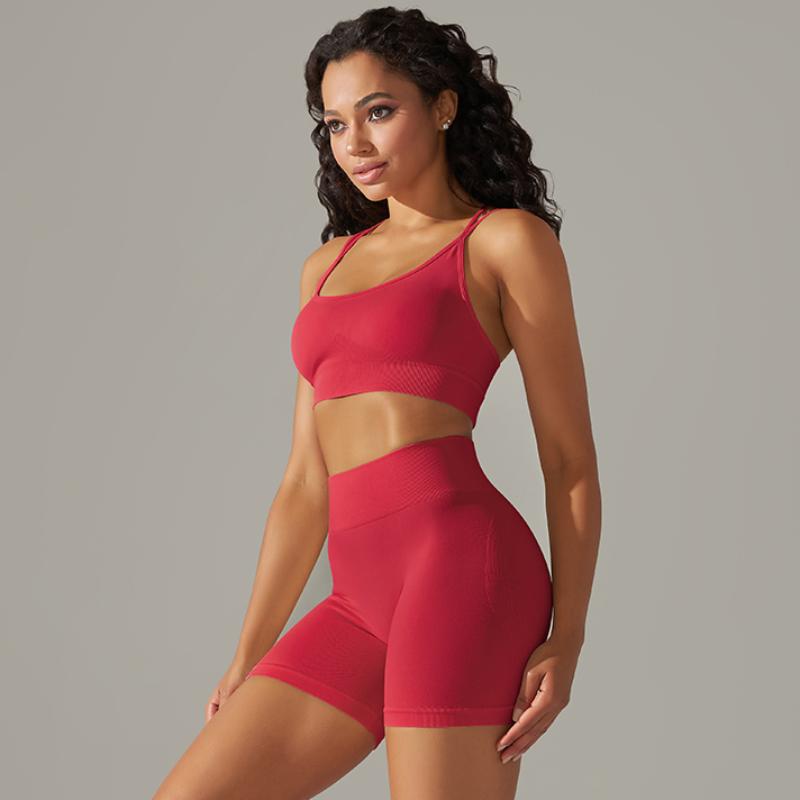Nessaj Summer Yoga Set Women Fitness Suits Seamless Push Up Bra High Waist Shorts Gym Sportswear