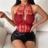 Elegant Lace Qipao Halter Neck Slim Fit Strapless Backless Crop Top