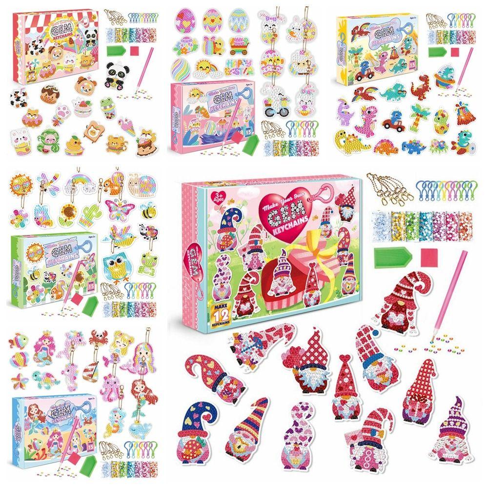 Cartoon Design  Painting Set Handmade Craft DIY Key Chain Pendant  Children's Art