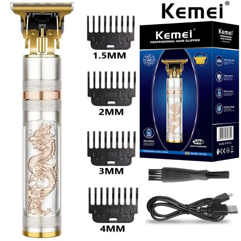 Kemei 762 металлический триммер для стрижки волос для мужчин профессиональная машинка для стрижки бороды и волос электрическая машинка для стрижки волос перезаряжаемая