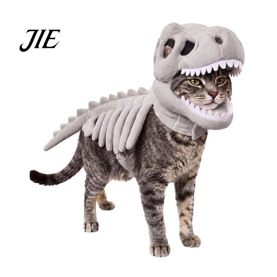Adjustable Pet Clothing for Halloween Dinosaur Skeleton Costume, Glow-in-The-Dark 3D Apparel, Comfortable Polyester Suit Dino Outfit Dogs Cats,