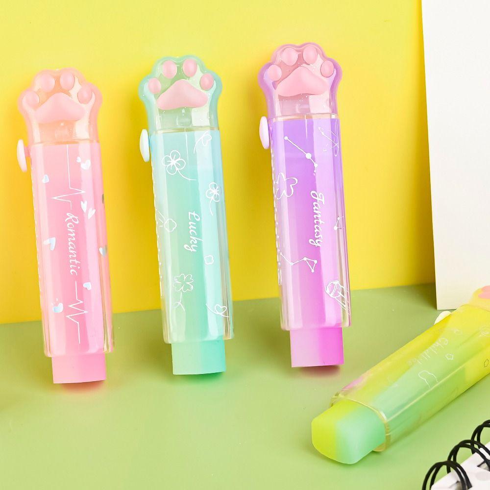 Retractable Cat Paw Correction Rubber Jelly Color Cat Paw Eraser New Pencil Eraser Kids Stationery