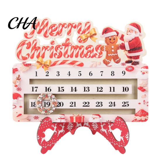 Reusable Holiday Decor Wooden Christmas Countdown Calendar for Desk, Rustic Decoration with Advent Sliding Date Marker, Living Room Fireplace And Home