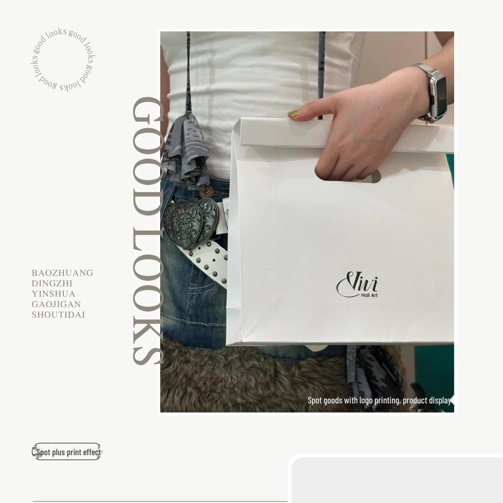 Складная подарочная сумка с логотипом на заказ, вырубной ручкой и набивным рисунком