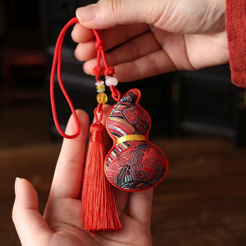 Country Chinese Ancient Style Dragon Boat Festival Fu Lu Gourd Sachet Perfume Bag Car Pendant Pendant Small Gift Embroider Birth Year Pouch