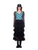 Greedius Sheer Lace Tiered Ruffle Mid Skirt