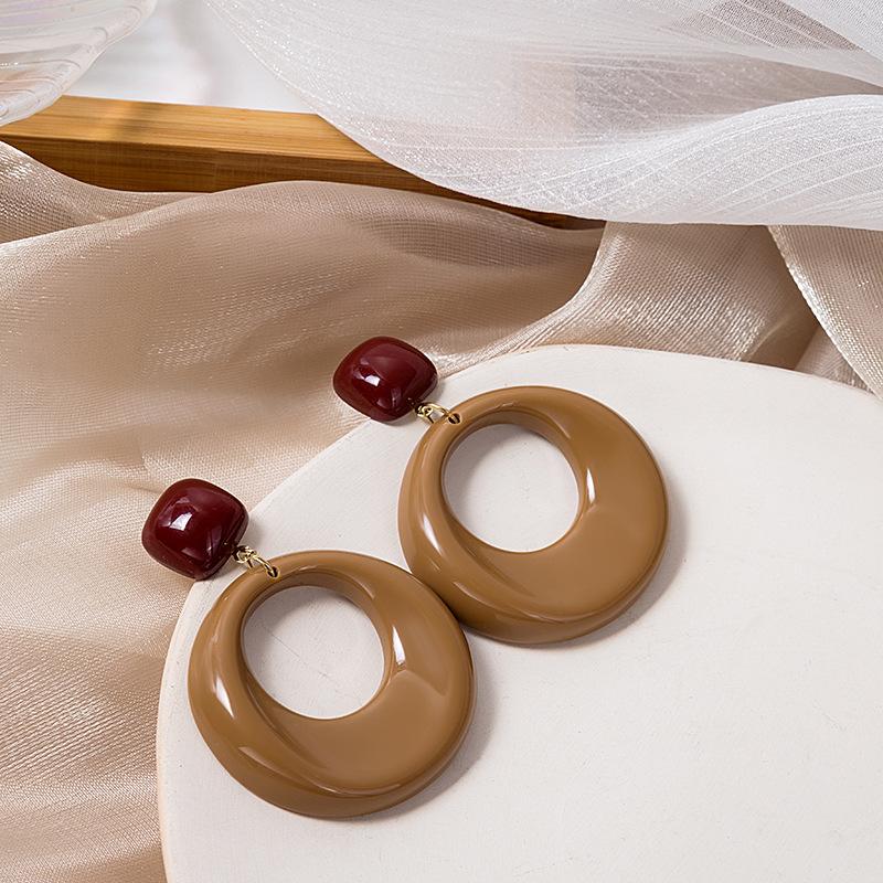 Акриловые Геометрические Винтажные Серьги Круглые С Углублением Неправильный Круг Серьги-Гвоздики для Взрослой Девушки Украшения