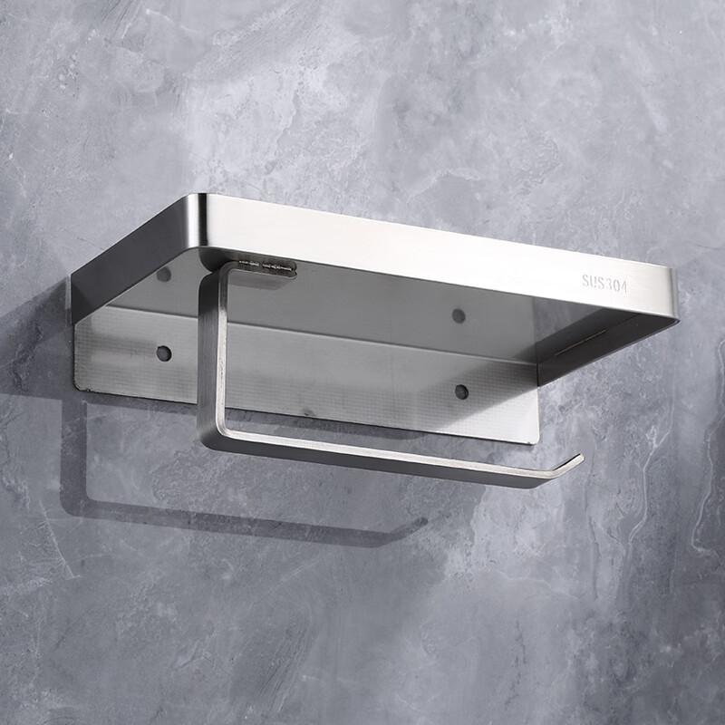 Bathroom Tissue Box, Toilet Paper Holder, No Drilling Required, 304 Stainless Steel Toilet Paper Roll Holder, Wall-Mounted Bathroom Storage Rack
