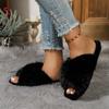 2024 Новые зимние высококачественные женские туфли, модные однотонные, с открытым носком, на низком каблуке, домашние замшевые удобные женские тапочки