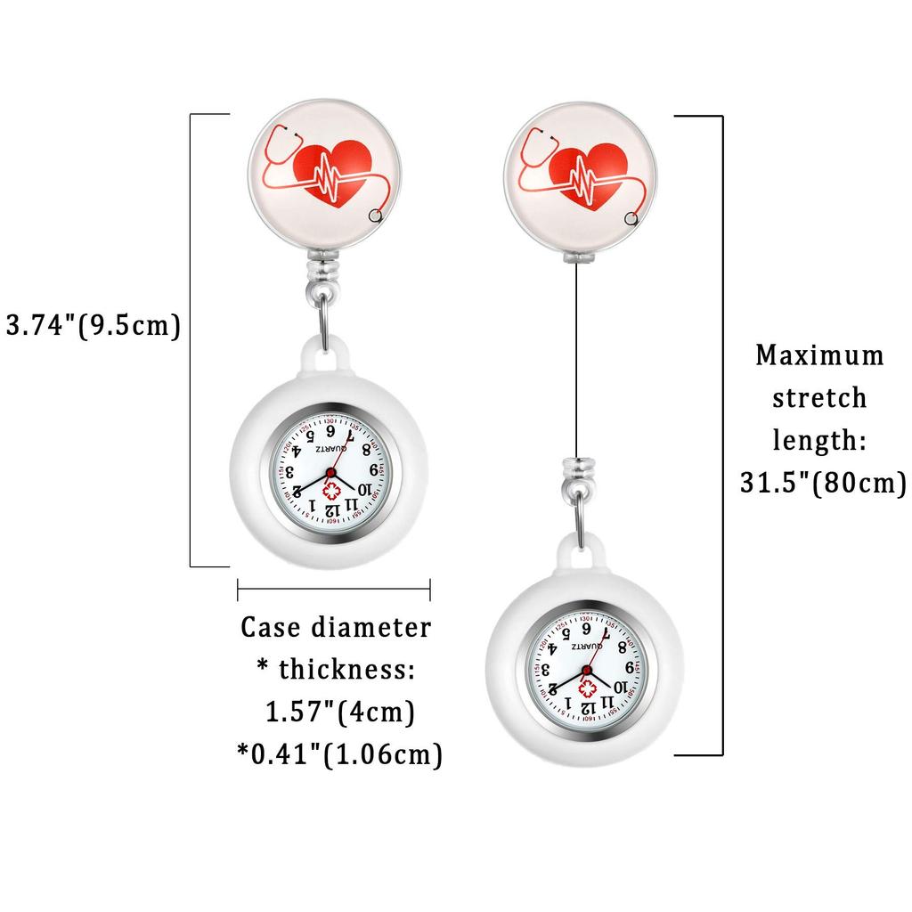 Lancardo Nurse Nurse Pocket Pocket Nursery White 2 Часы, Часы, Часы, Часы, Силиконовые, Съемные, Растягивающиеся, Мужские, Женские, Милые, Сердце, Учитель,