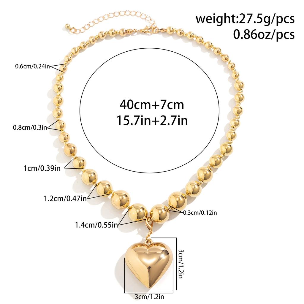 DIEZI Punk Big CCB Heart Pendant Necklace For Women Wedding Party Gift Simple Fashion Plastic Beads Choker Necklace Jewelry