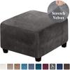 Velvet Fabric Square Ottoman Covers Stretch Footstool Cover Bench Storage Stool Cover Washable Furniture Protector Covers 3 Size