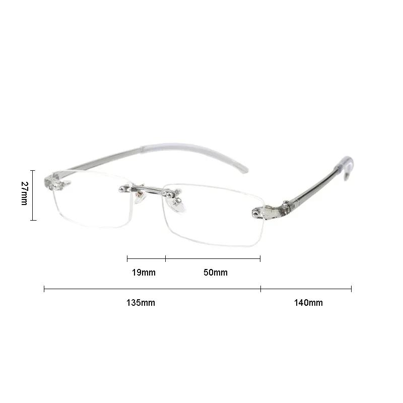 Винтажные безободковые готовые очки для миопии, сверхлегкие, мягкие, мужские, женские, сверхлегкие смоляные очки для близорукости, диоптрии 100~400