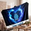 Olympique Marseille FC Personalized Fleece Blanket With Football Logo, Custom Name Text Soft Warm Home Throw Blanket