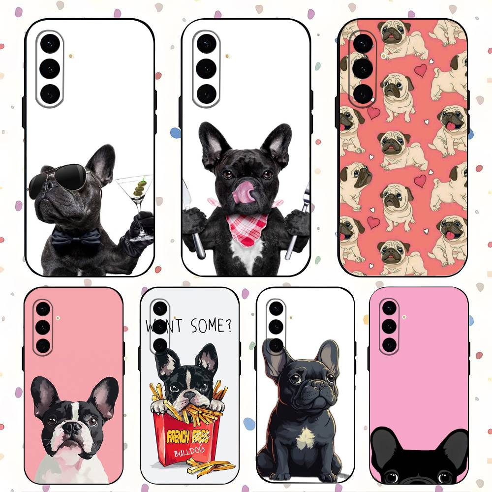 Pug Dog French Bulldog Luxury Black Phone Case For Samsung Galaxy S23 S24 S25 Ultra S22 Plus S21