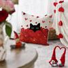 AVOIN colorlife Valentine's Day Black Cat Throw Pillow Cover, 18 x 18 Inch Red Love Heart Anniversary Wedding Cushion Case Decoration for Sofa Couch