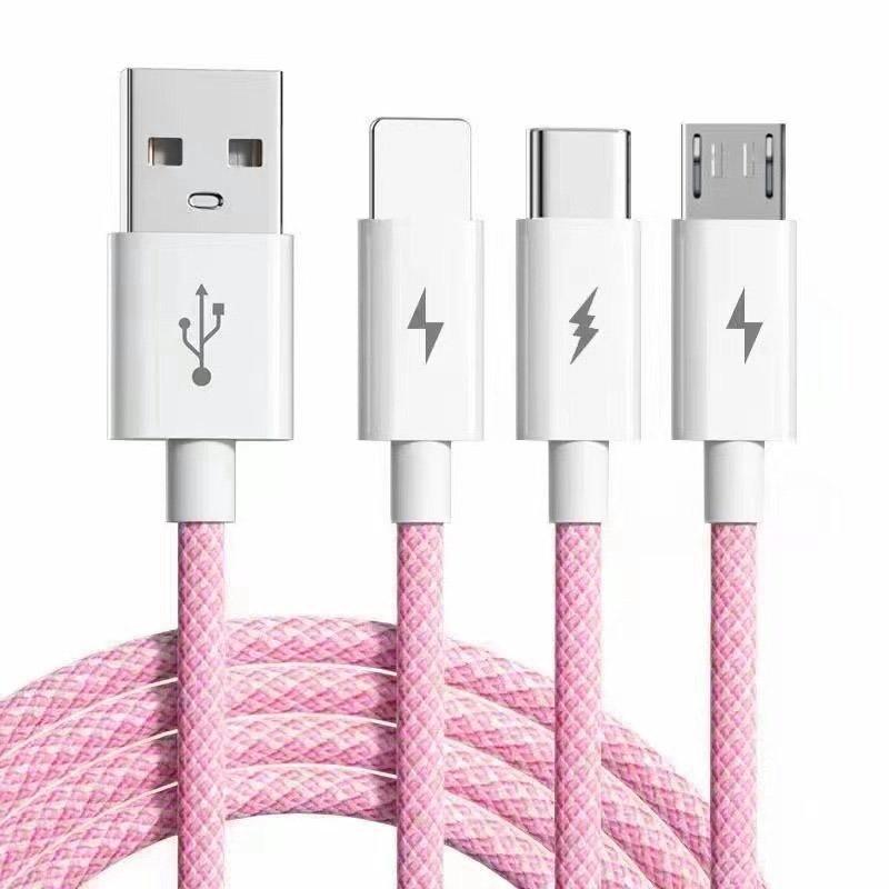 3in1 6A 66W Ultra Fast Charging Cable Fast Charger USB ToType C Cable Charging Cable Mobile Data Cable Suitable For IOS Android Phone 1.2M/2M