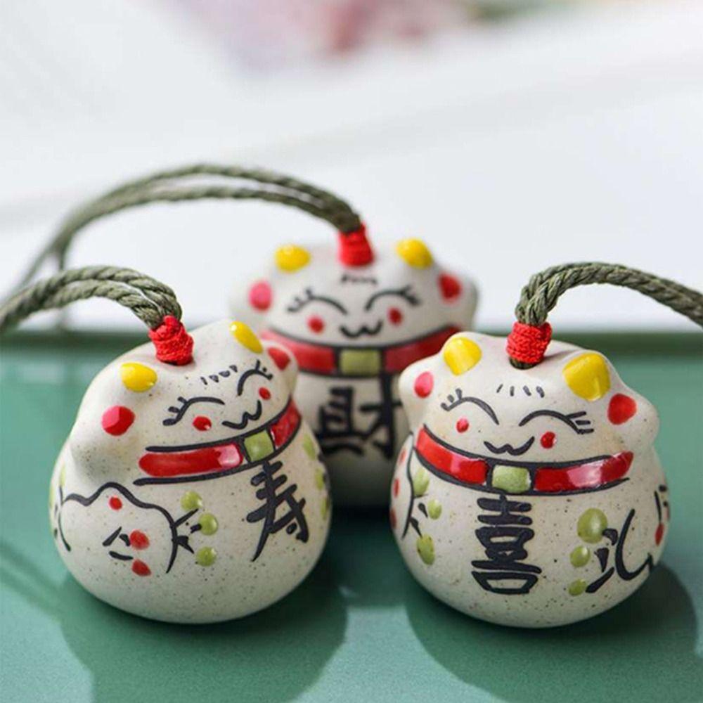 Character Lucky Cat Japanese Style Wind Chime Bag Pendent Hanging Decorations Bell Key Chain
