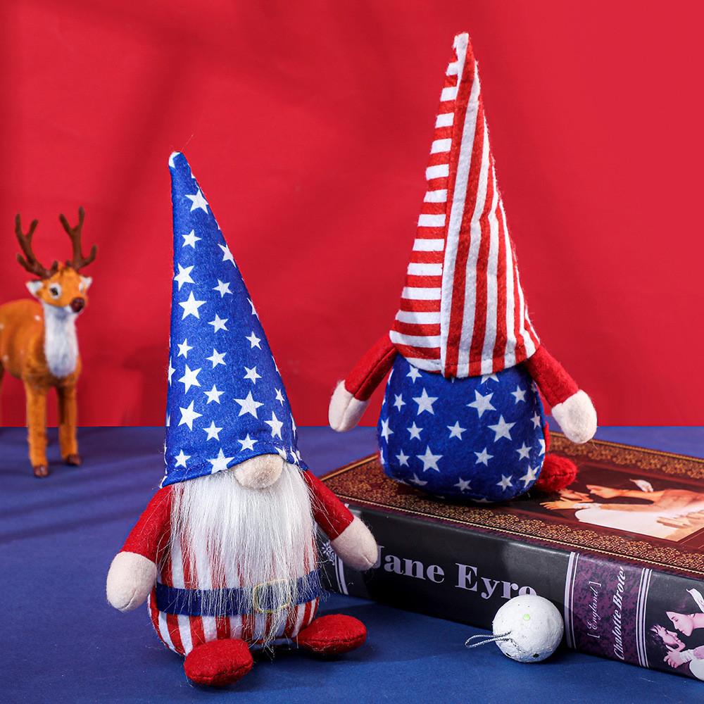 Креативное новое украшение ко Дню независимости, фигурка гнома Рудольфа в полосатой шляпе и шляпе со звездой для праздничных торжеств
