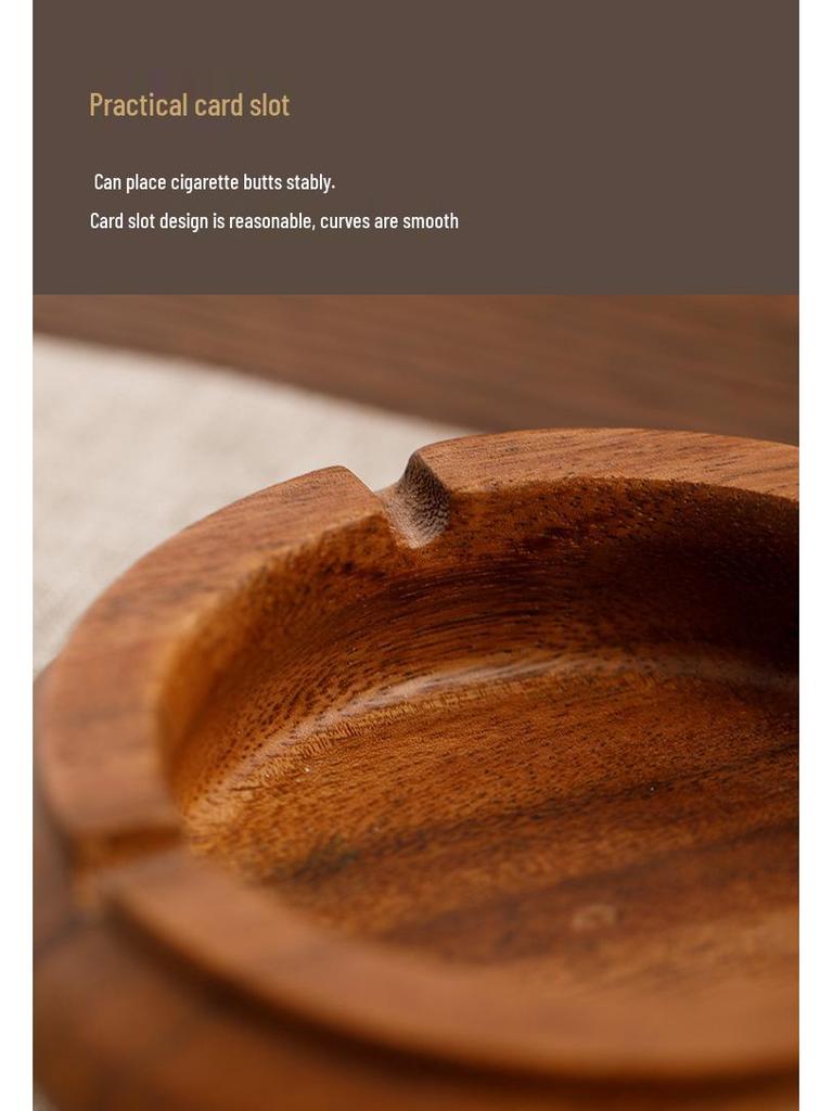 Large South American Walnut Ashtray with Lid - Retro Chinese Style